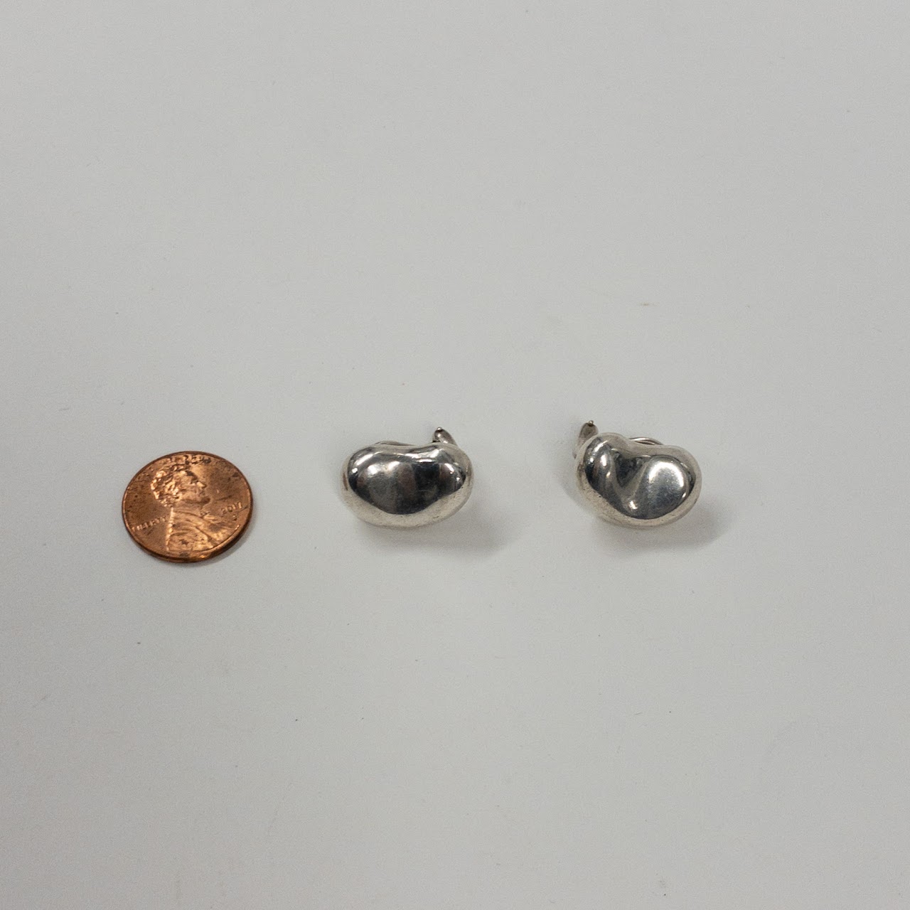 Tiffany & Co. Sterling Silver Elsa Peretti Bean Clip On Earrings