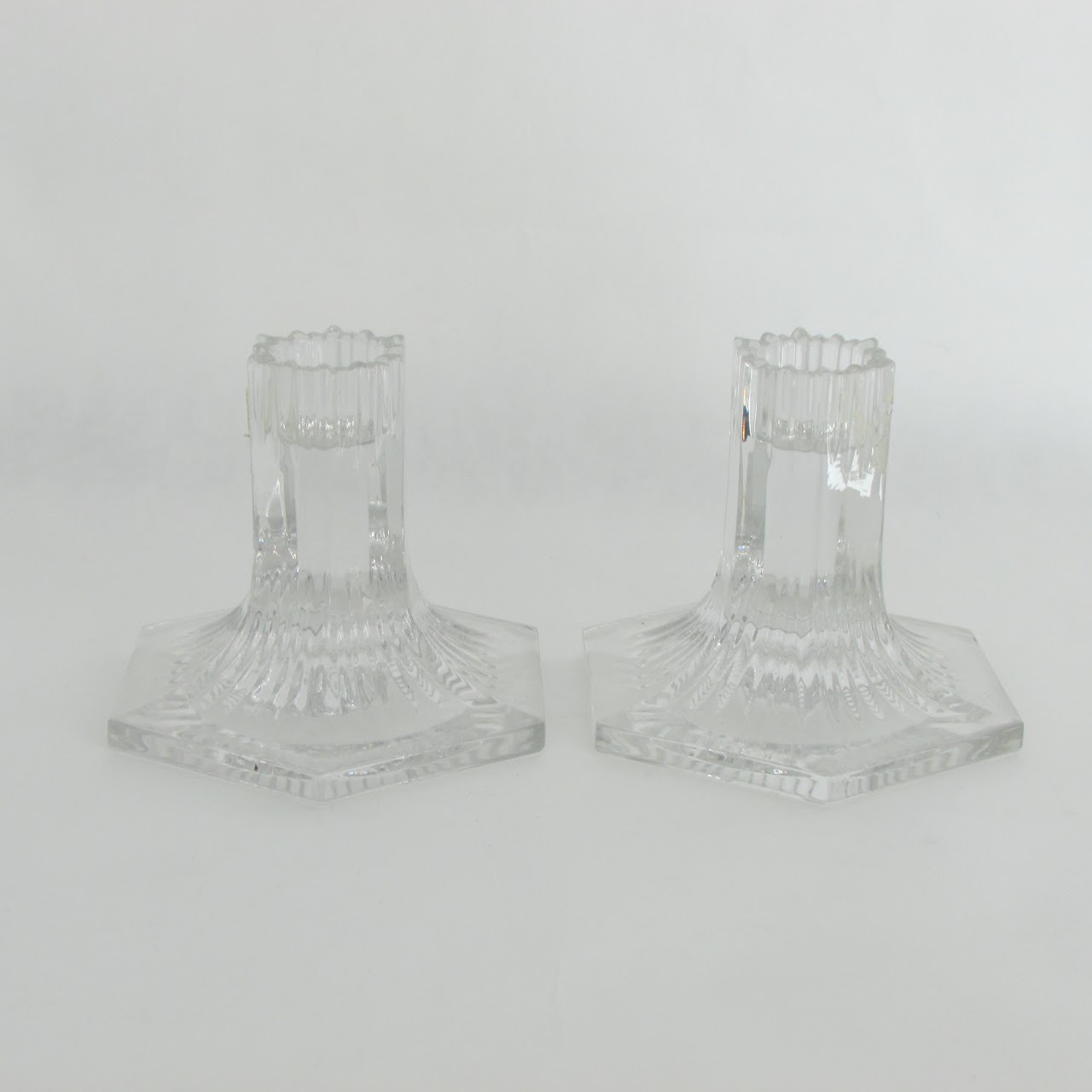 Tiffany & Co. Louis Comfort Tiffany Collection Crystal Candle Holder Pair