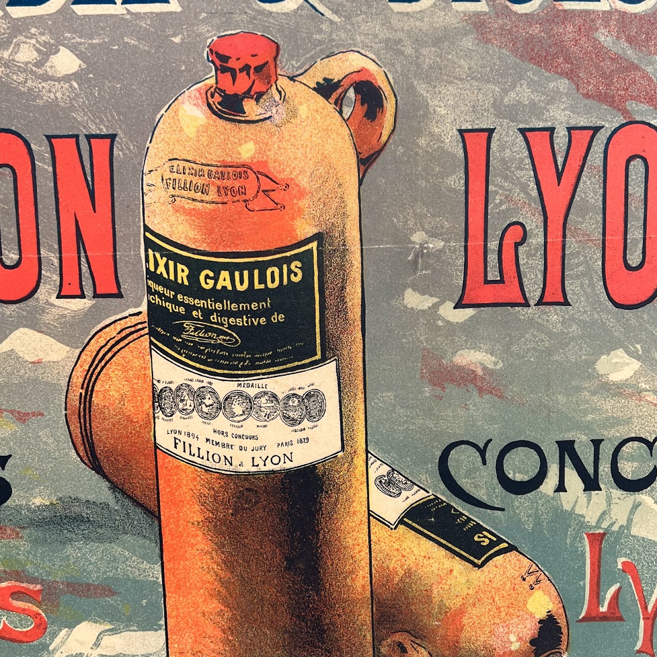 Georges Blott 'Elixir Gaulois' 19th C. Original Advertising Lithograph Poster