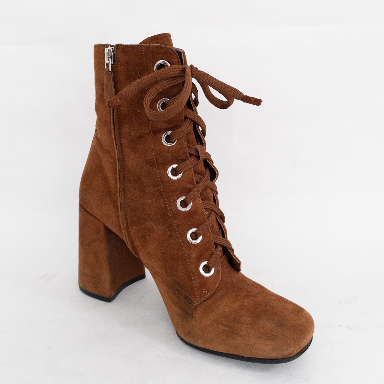 Prada Suede Lace-Up Boots