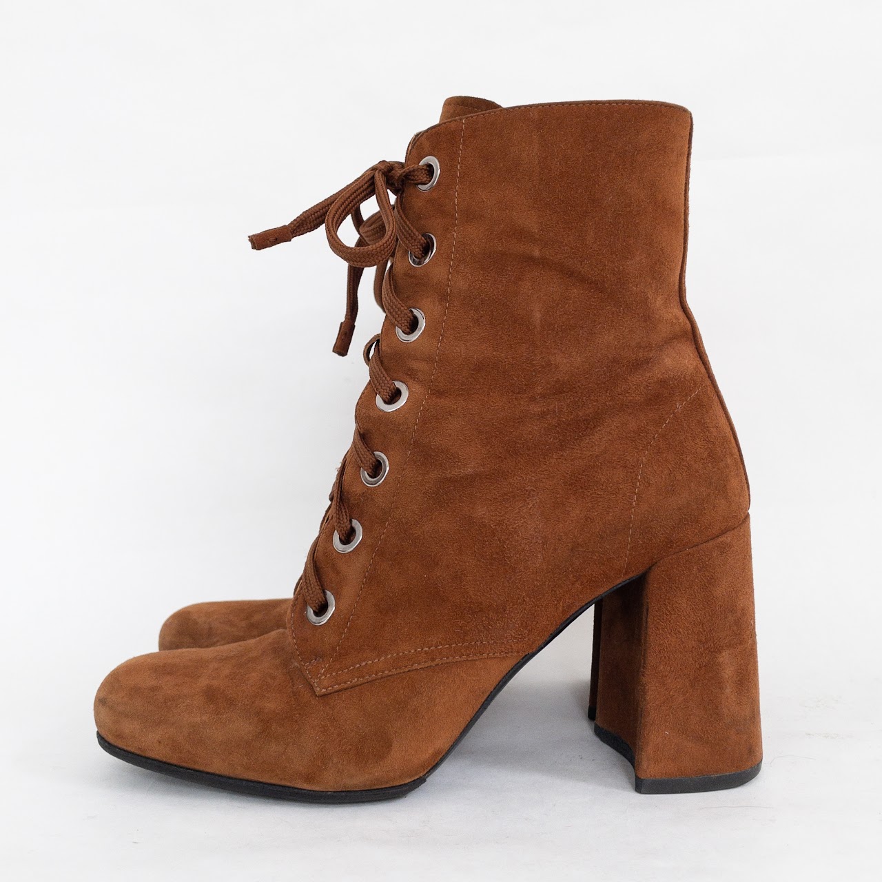 Prada Suede Lace-Up Boots