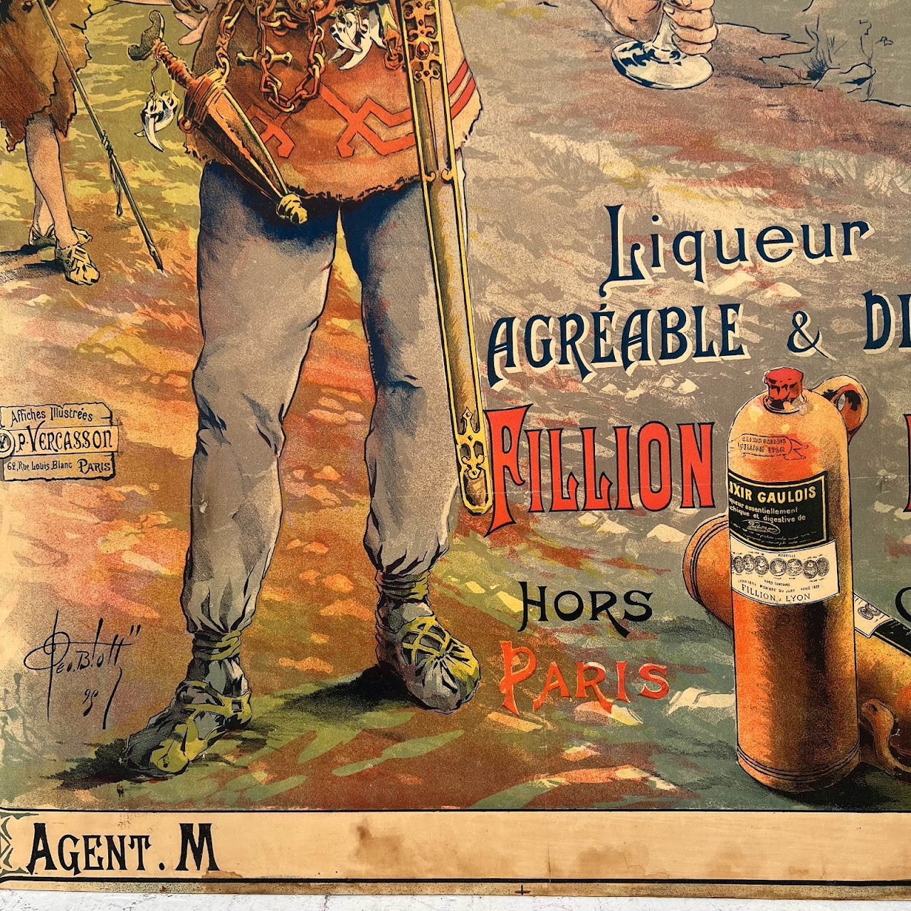 Georges Blott 'Elixir Gaulois' 19th C. Original Advertising Lithograph Poster