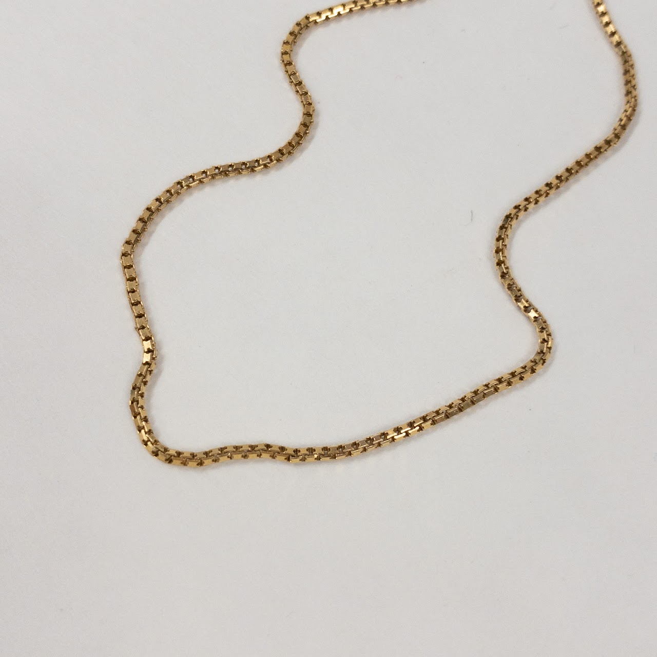 14K Gold Box Chain Necklace