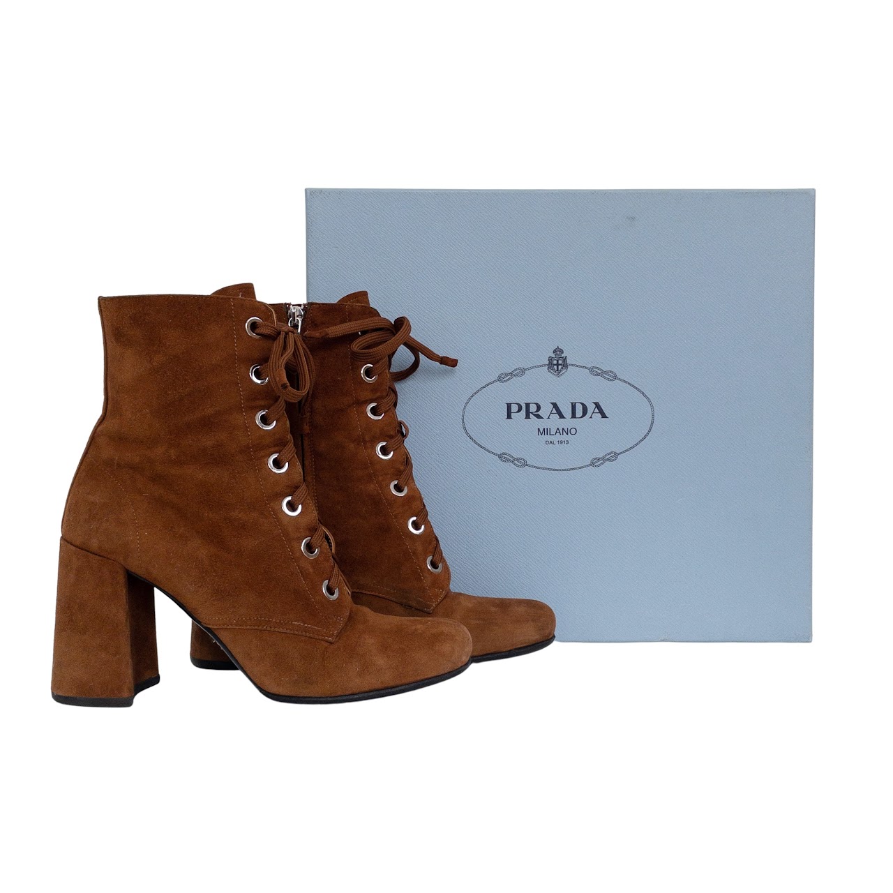 Prada Suede Lace-Up Boots