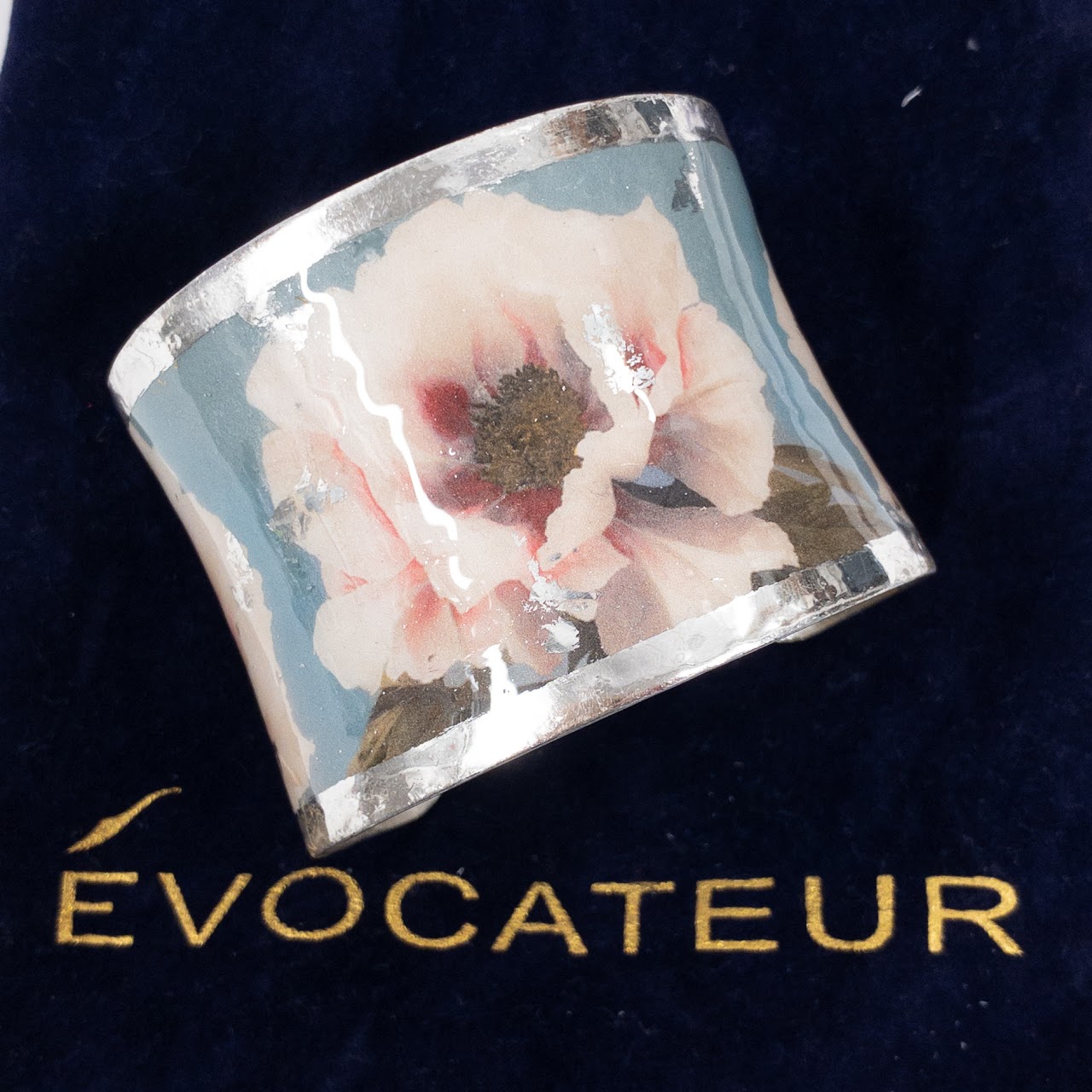 Evocateur Peony Gold Leaf Open Cuff Bracelet