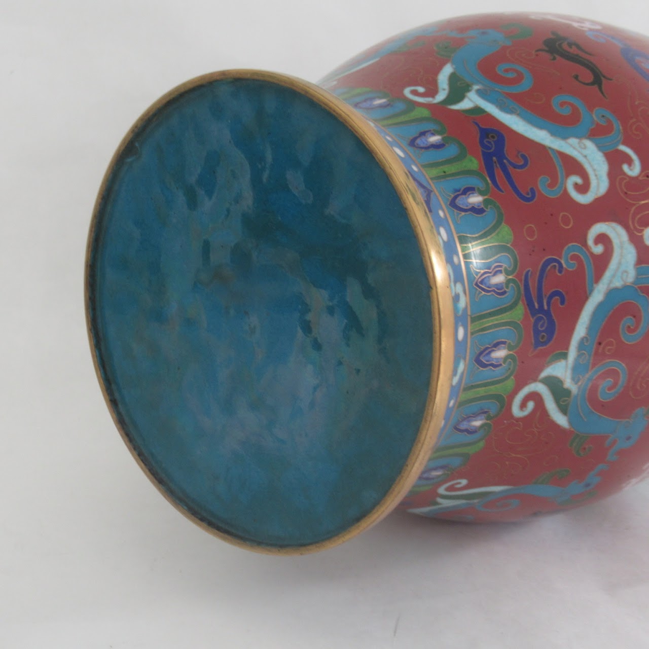 Cloisonné On Brass Large Urn # 2