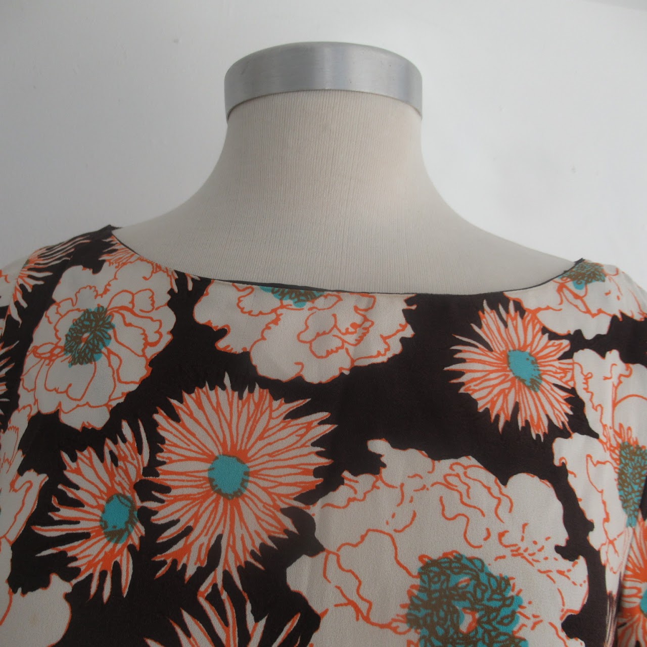 Prada Bateau Neck Floral Print Dress