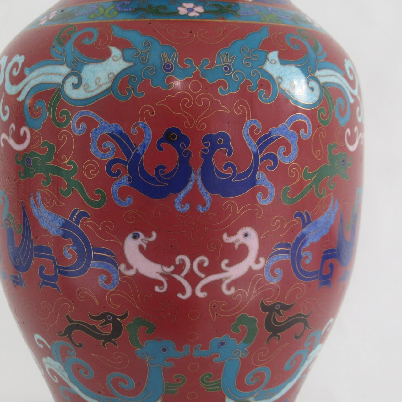 Cloisonné On Brass Large Urn # 2