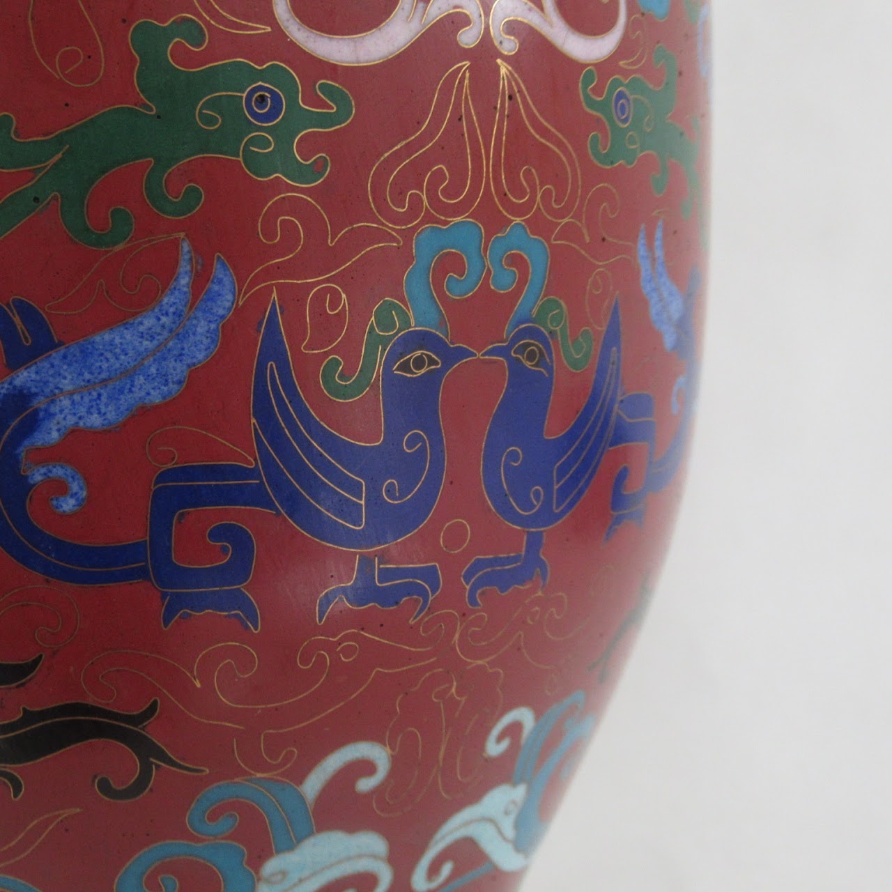 Cloisonné On Brass Large Urn # 2