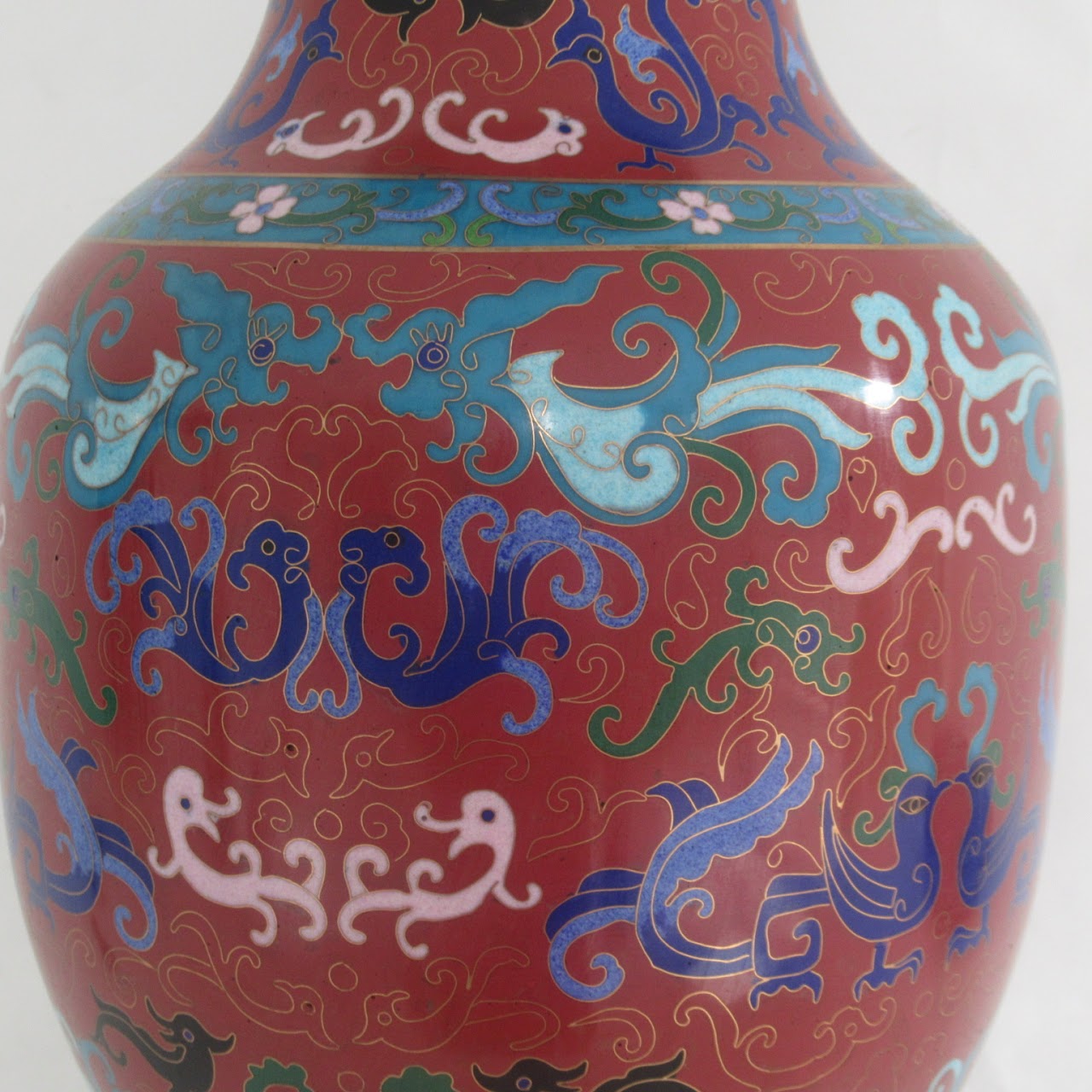 Cloisonné On Brass Large Urn # 1