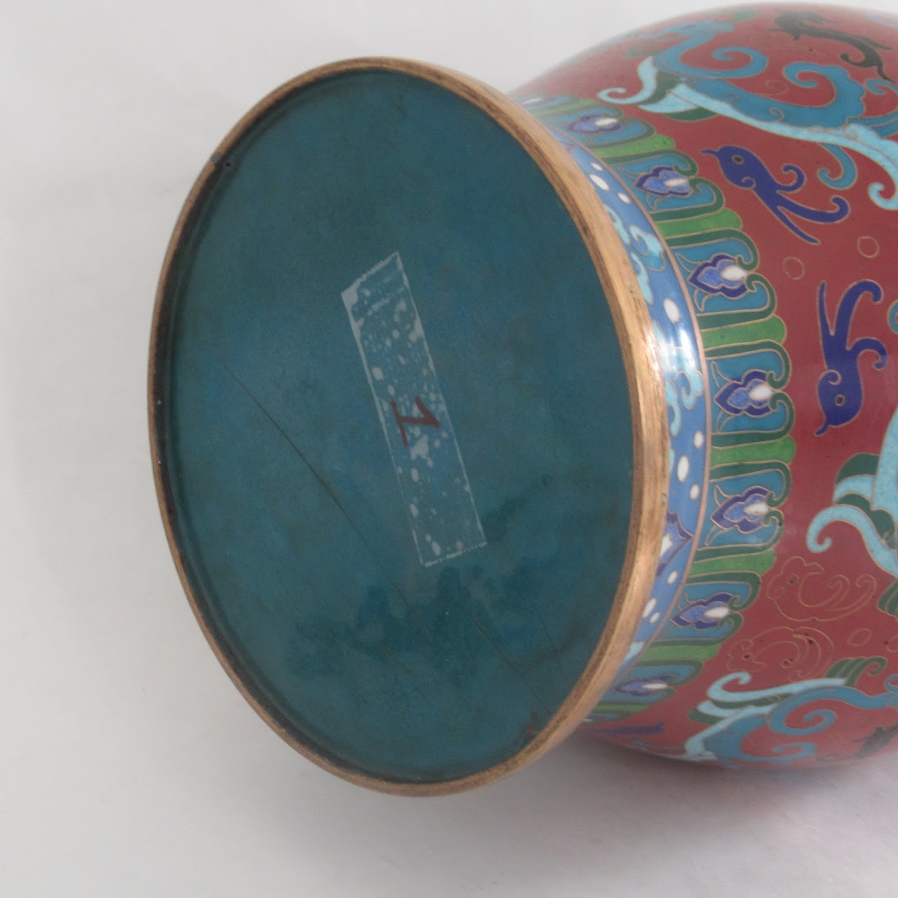 Cloisonné On Brass Large Urn # 1