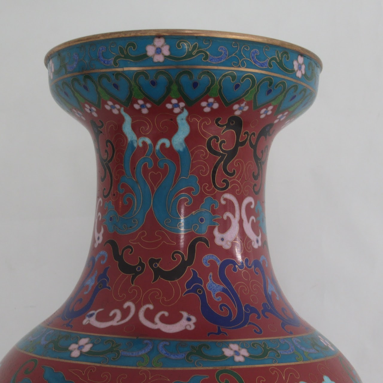 Cloisonné On Brass Large Urn # 1