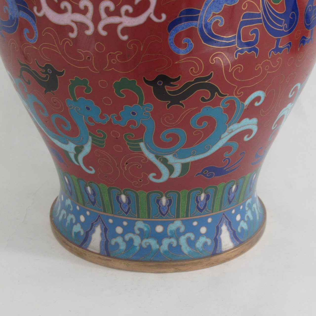 Cloisonné On Brass Large Urn # 1