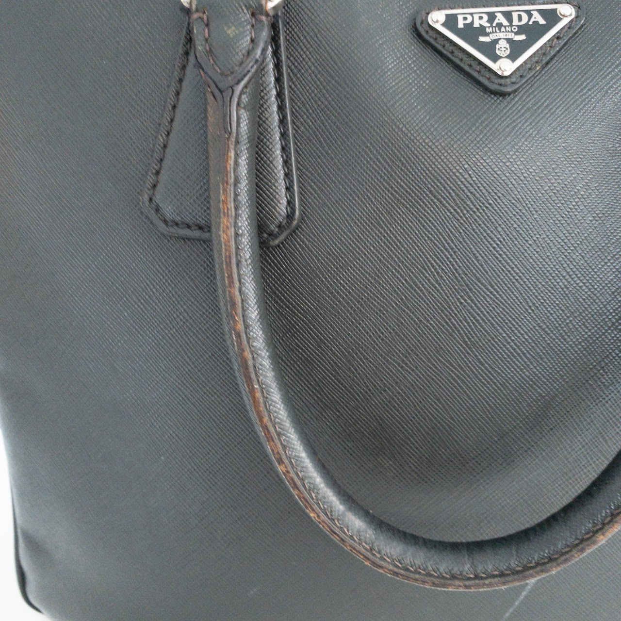 Prada Charcoal Brown Briefcase Shoulder Bag