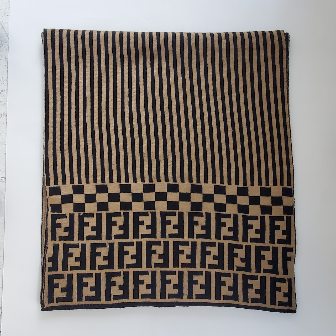 Fendi Zucca Monogram Wool Blend Scarf