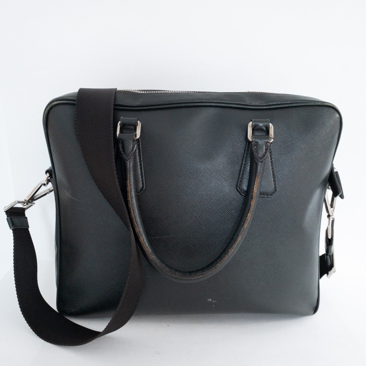 Prada Charcoal Brown Briefcase Shoulder Bag