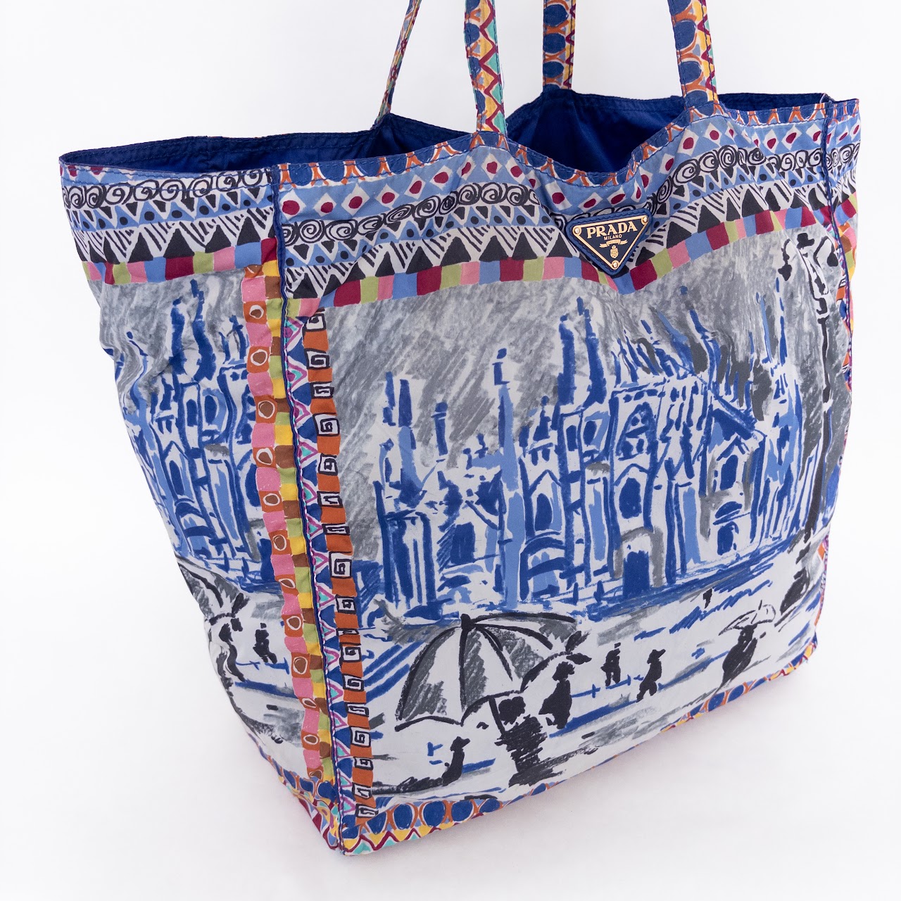 Prada printed nylon tote online