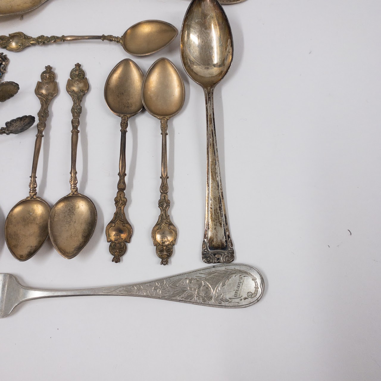 800 Silver Flatware and Collector Spoon Lot