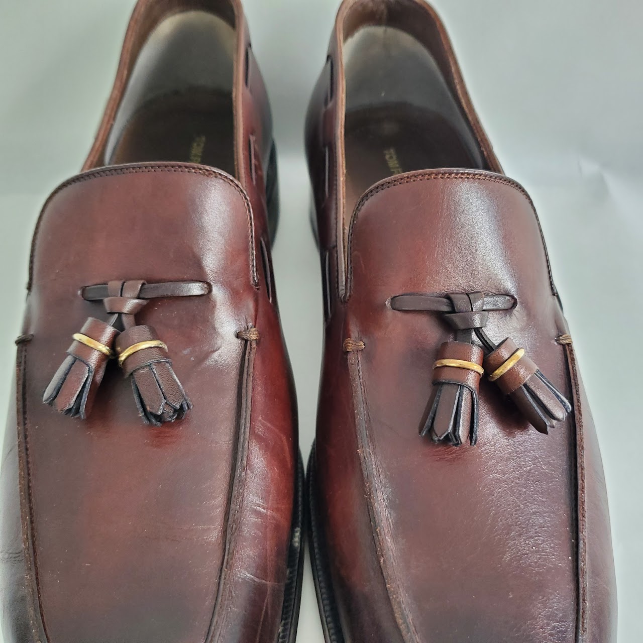 Tom Ford Burnished Brown Leather Tassel Loafers