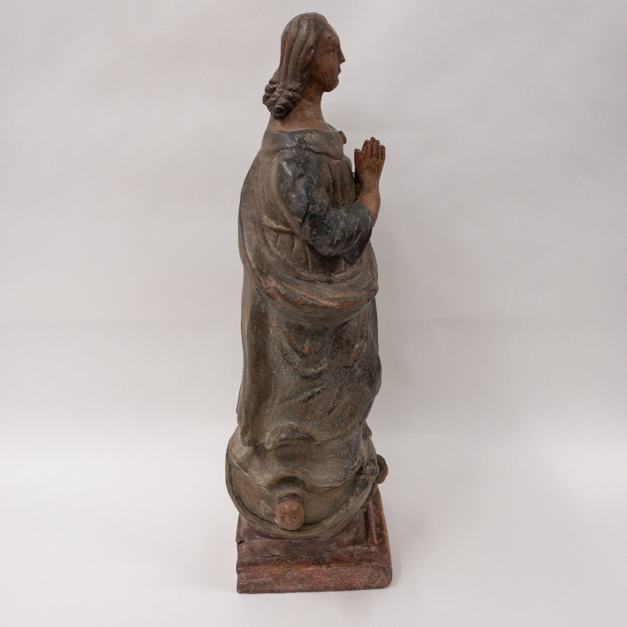 Ceramic & Wood Vintage Religious Statue