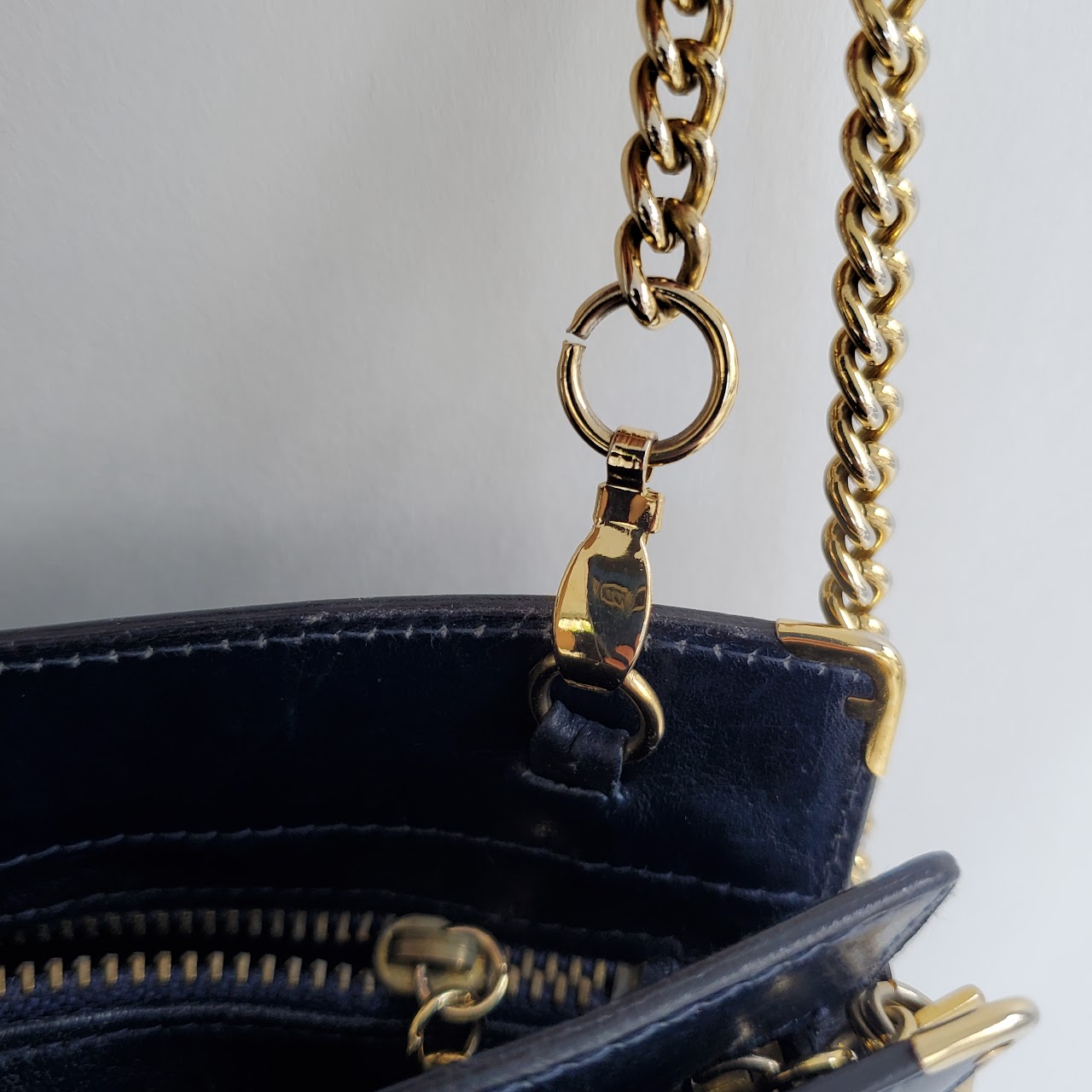 Salvatore Ferragamo Navy Blue Vintage Convertible Clutch Bag