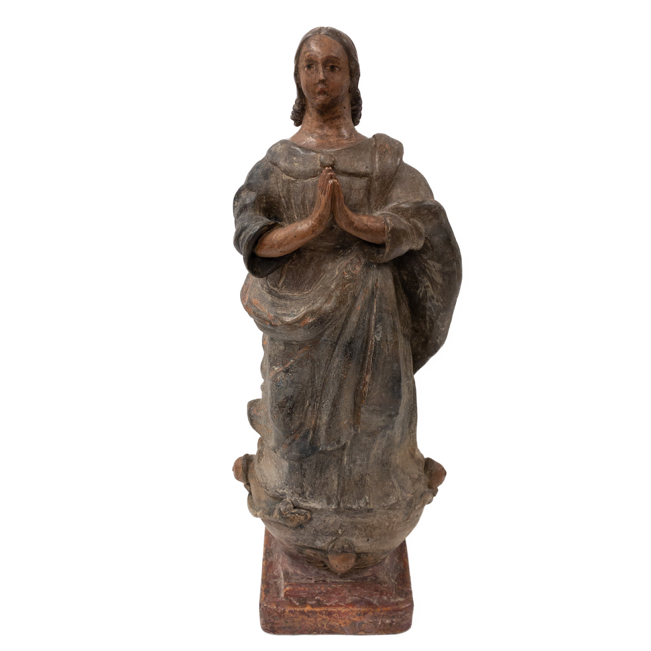 Ceramic & Wood Vintage Religious Statue