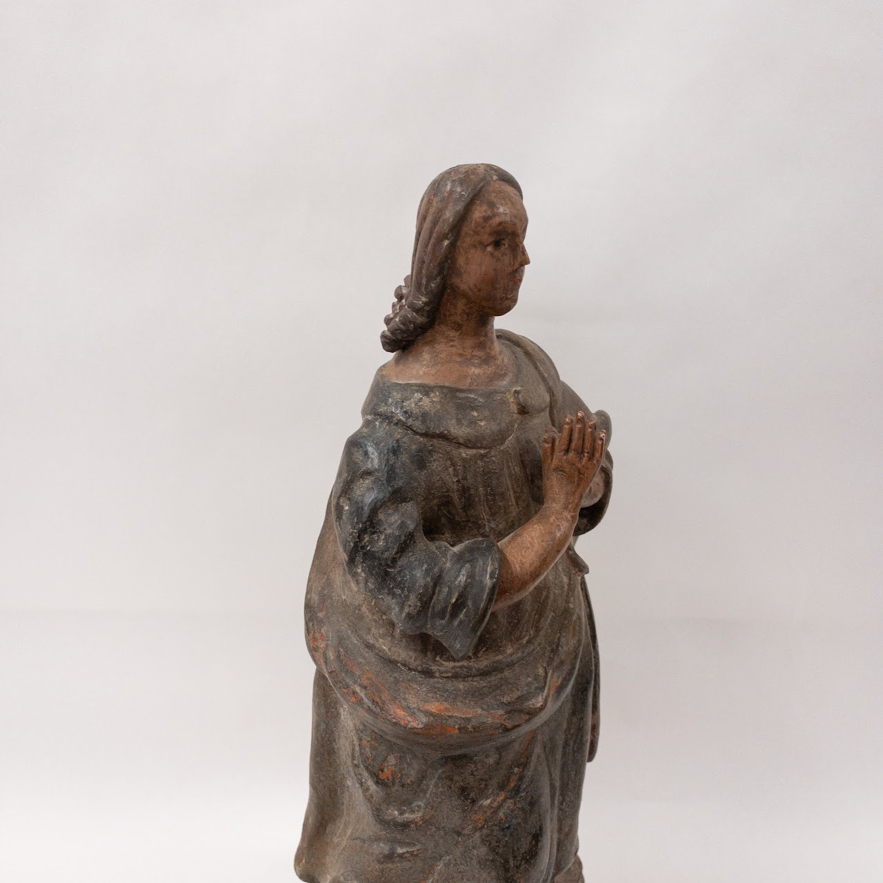 Ceramic & Wood Vintage Religious Statue