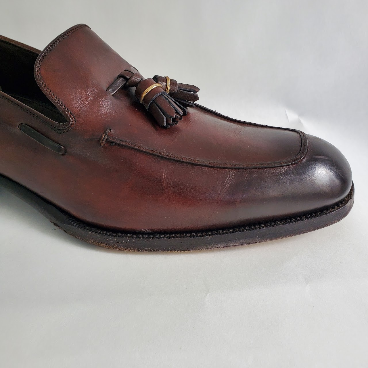 Tom Ford Burnished Brown Leather Tassel Loafers