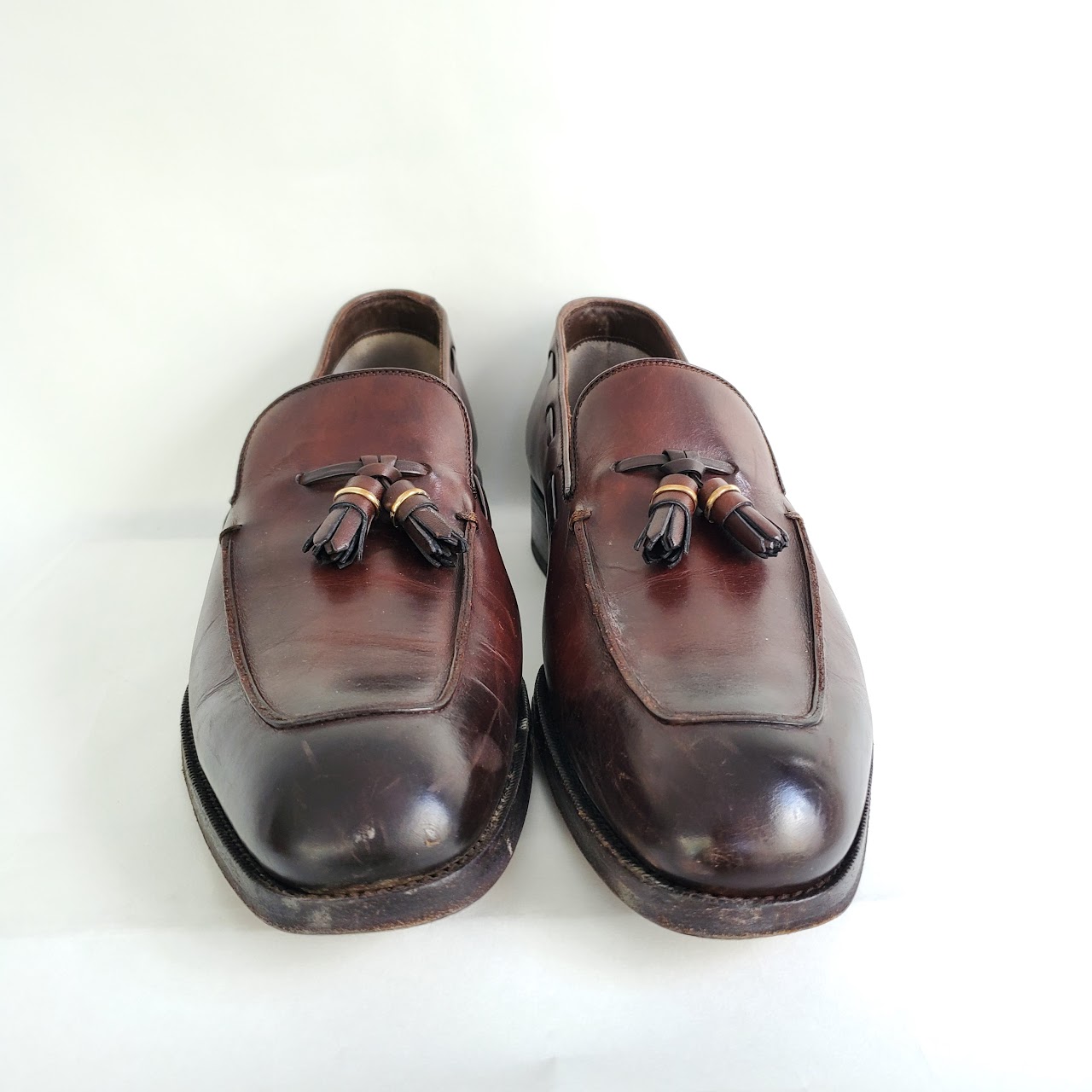 Tom Ford Burnished Brown Leather Tassel Loafers