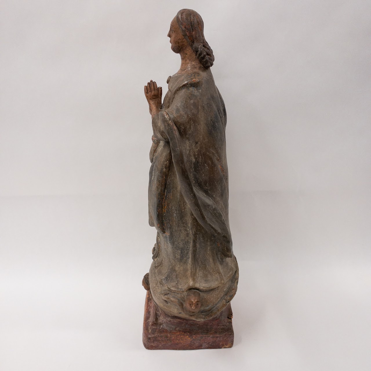 Ceramic & Wood Vintage Religious Statue