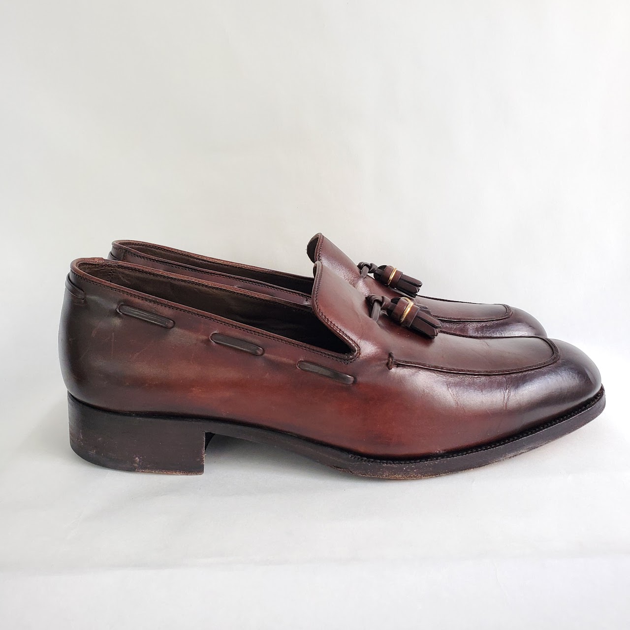 Tom Ford Burnished Brown Leather Tassel Loafers