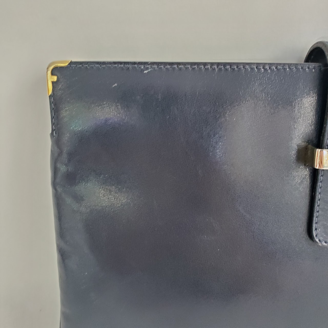 Salvatore Ferragamo Navy Blue Vintage Convertible Clutch Bag