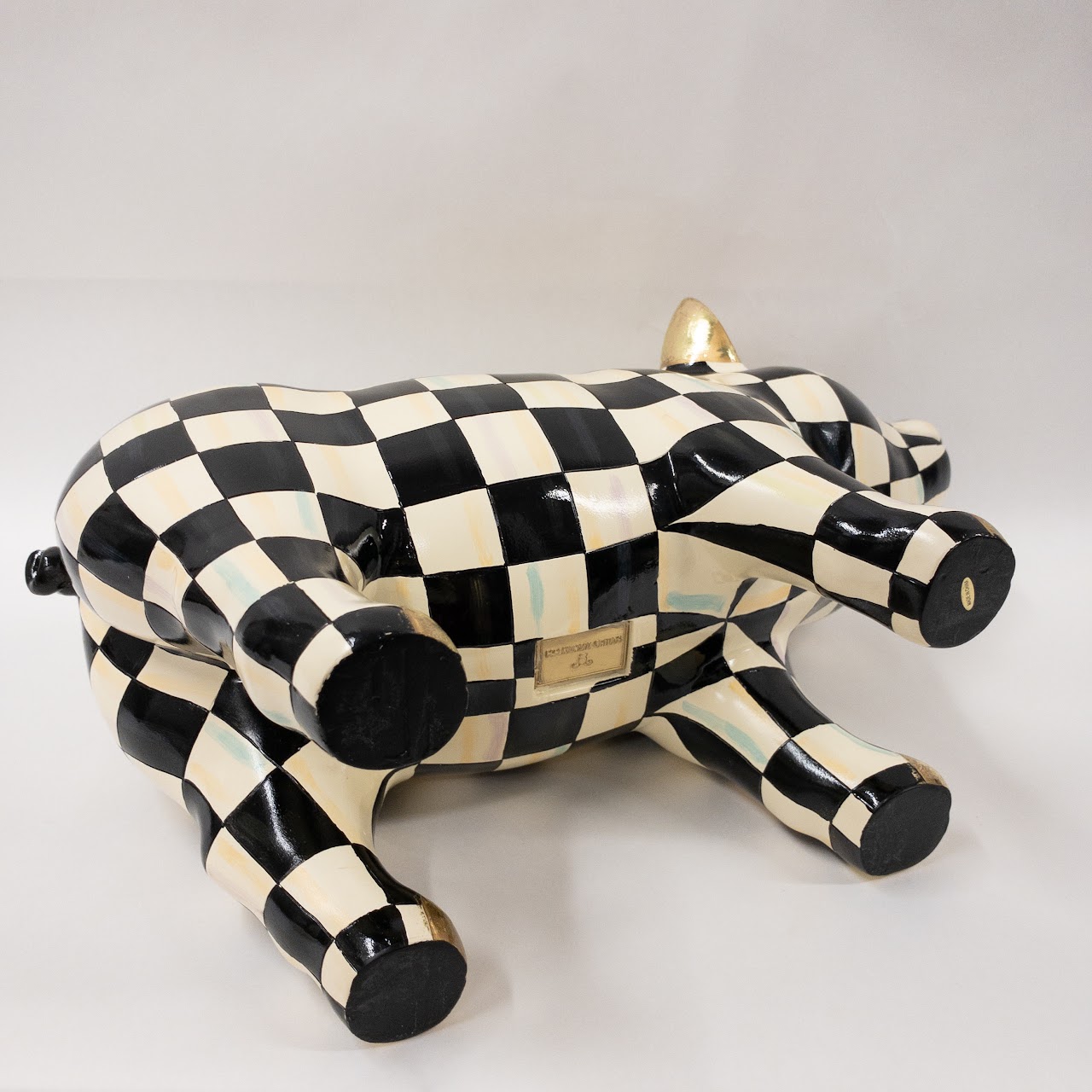 MacKenzie Childs Courtly Check Pig Figurine