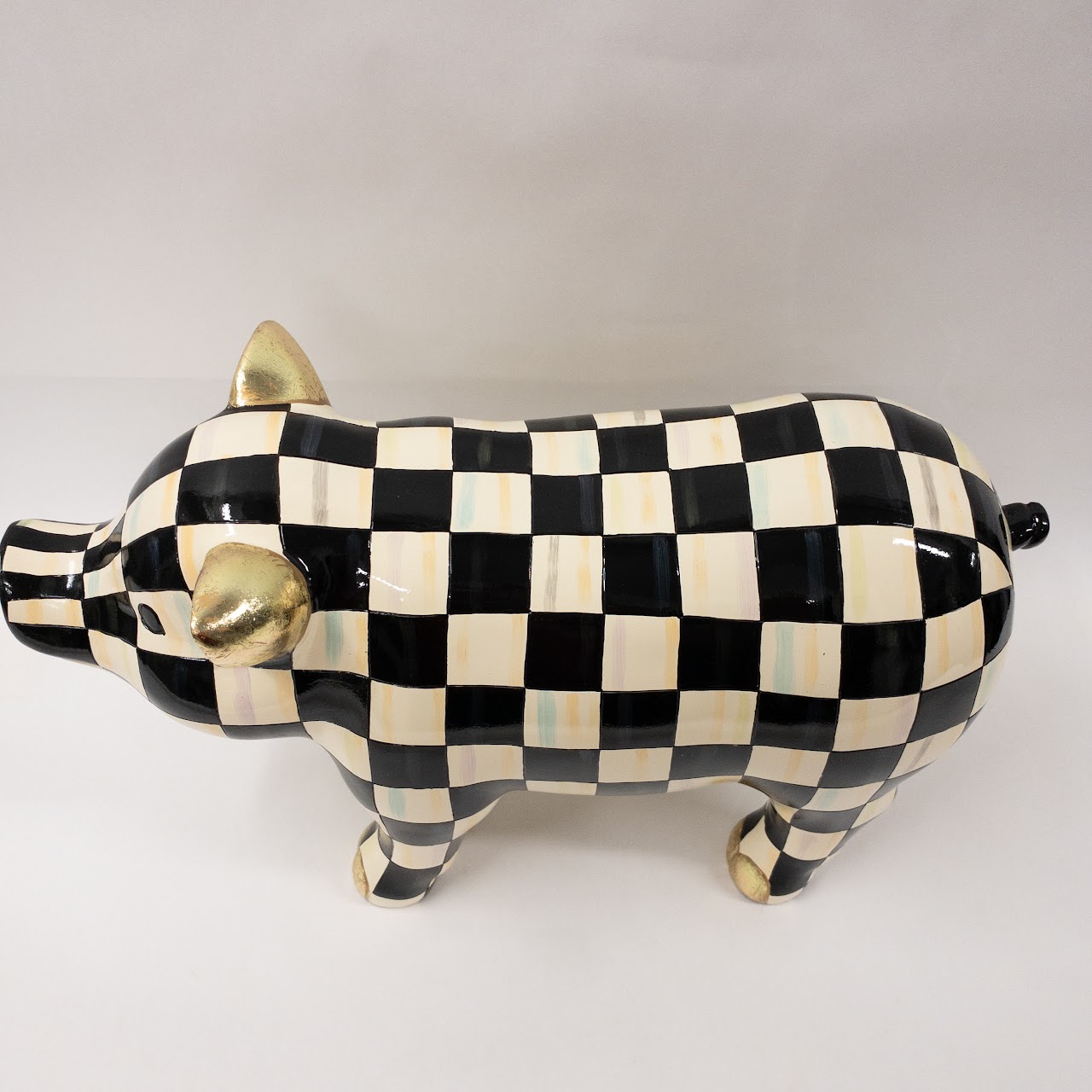 MacKenzie Childs Courtly Check Pig Figurine