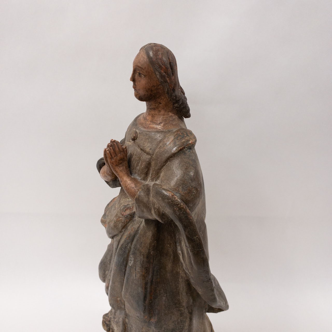 Ceramic & Wood Vintage Religious Statue