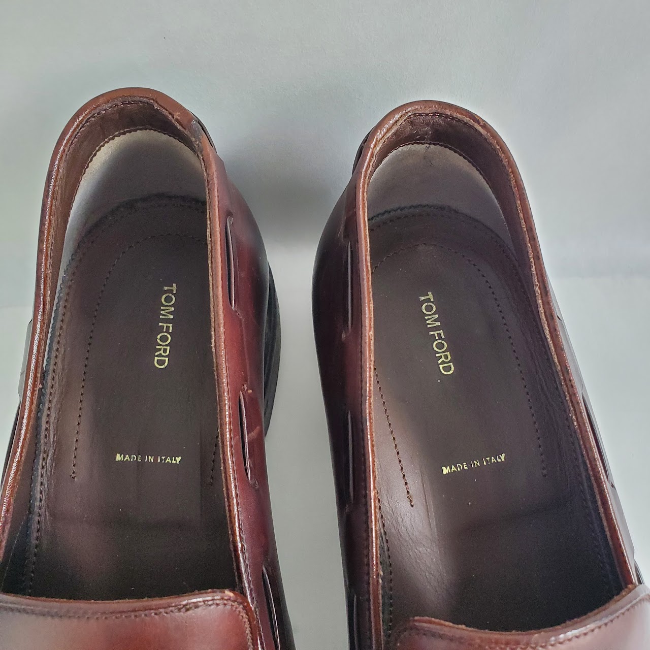 Tom Ford Burnished Brown Leather Tassel Loafers