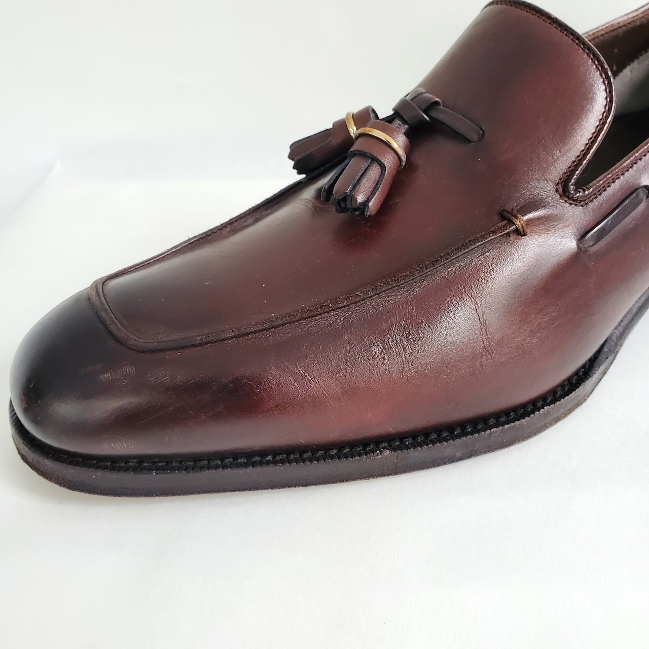 Tom Ford Burnished Brown Leather Tassel Loafers