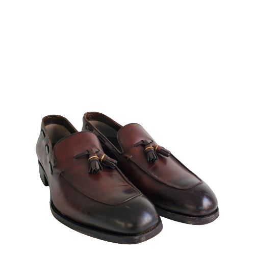 Tom Ford Burnished Brown Leather Tassel Loafers