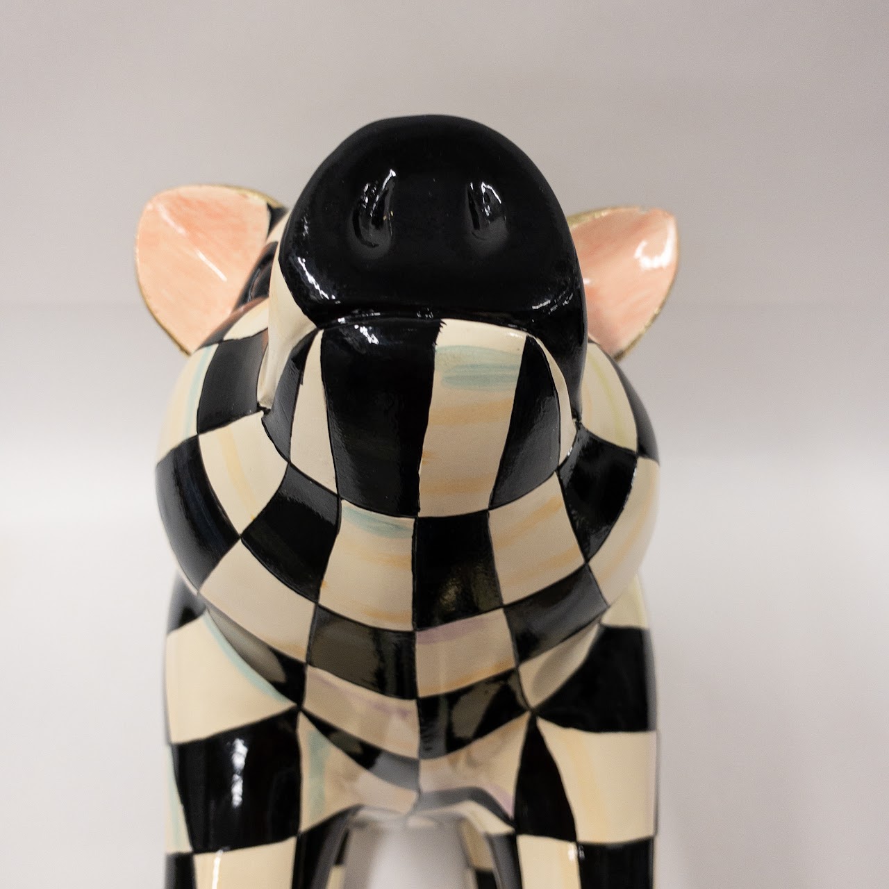 MacKenzie Childs Courtly Check Pig Figurine