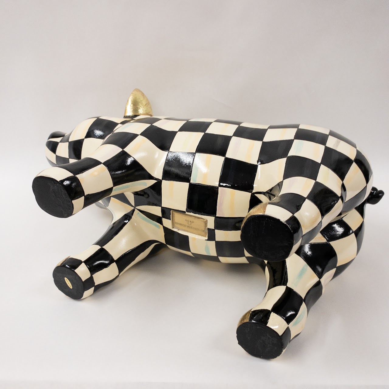 MacKenzie Childs Courtly Check Pig Figurine