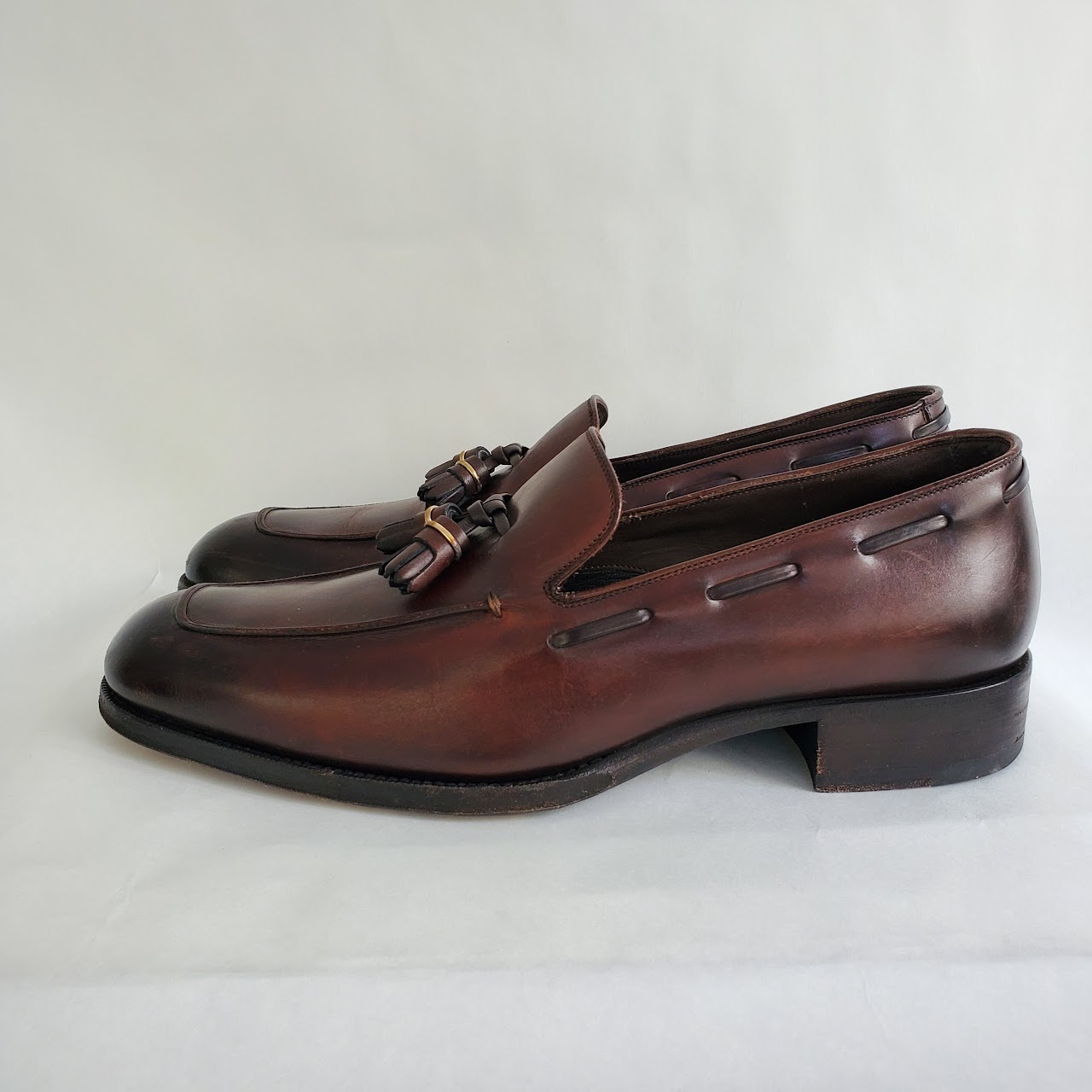 Tom Ford Burnished Brown Leather Tassel Loafers