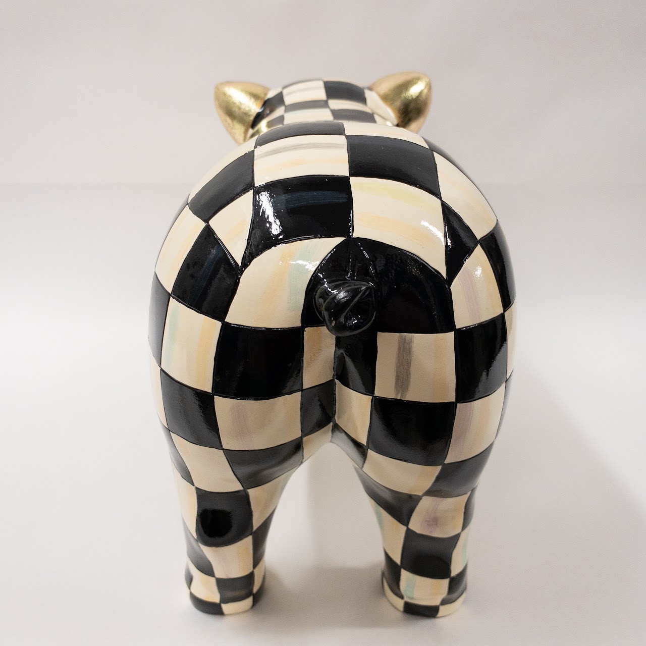 MacKenzie Childs Courtly Check Pig Figurine