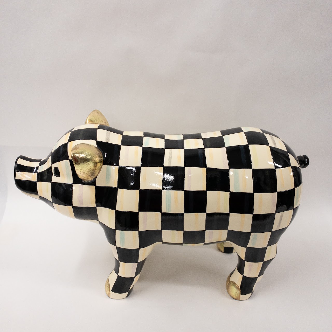 MacKenzie Childs Courtly Check Pig Figurine