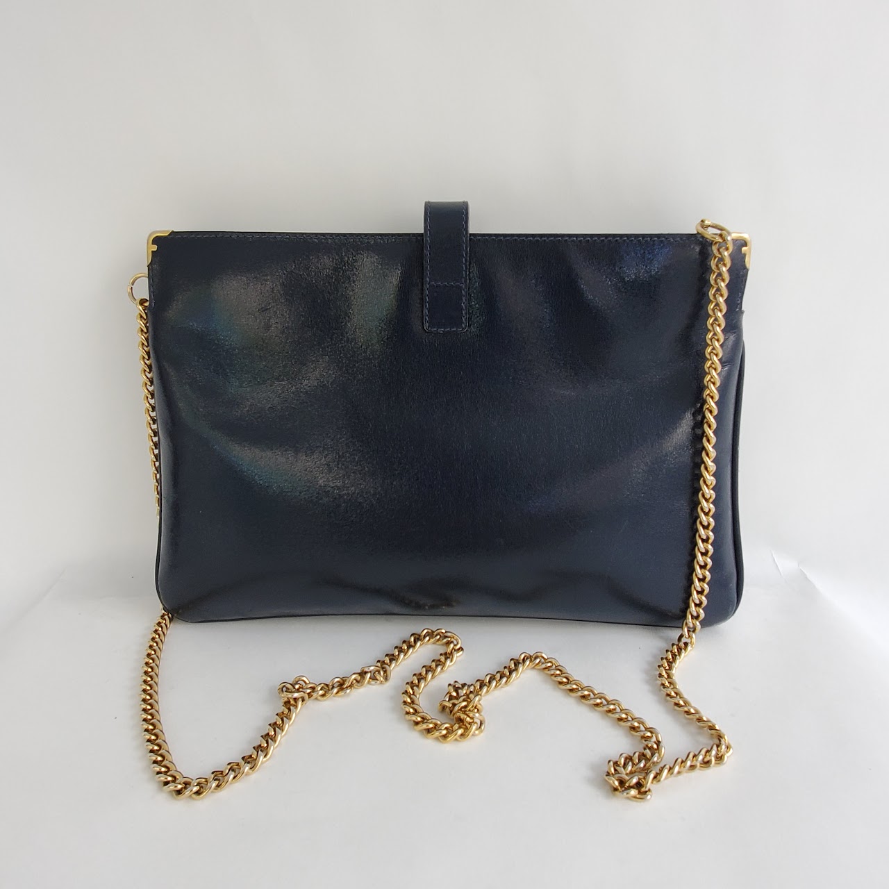 Salvatore Ferragamo Navy Blue Vintage Convertible Clutch Bag