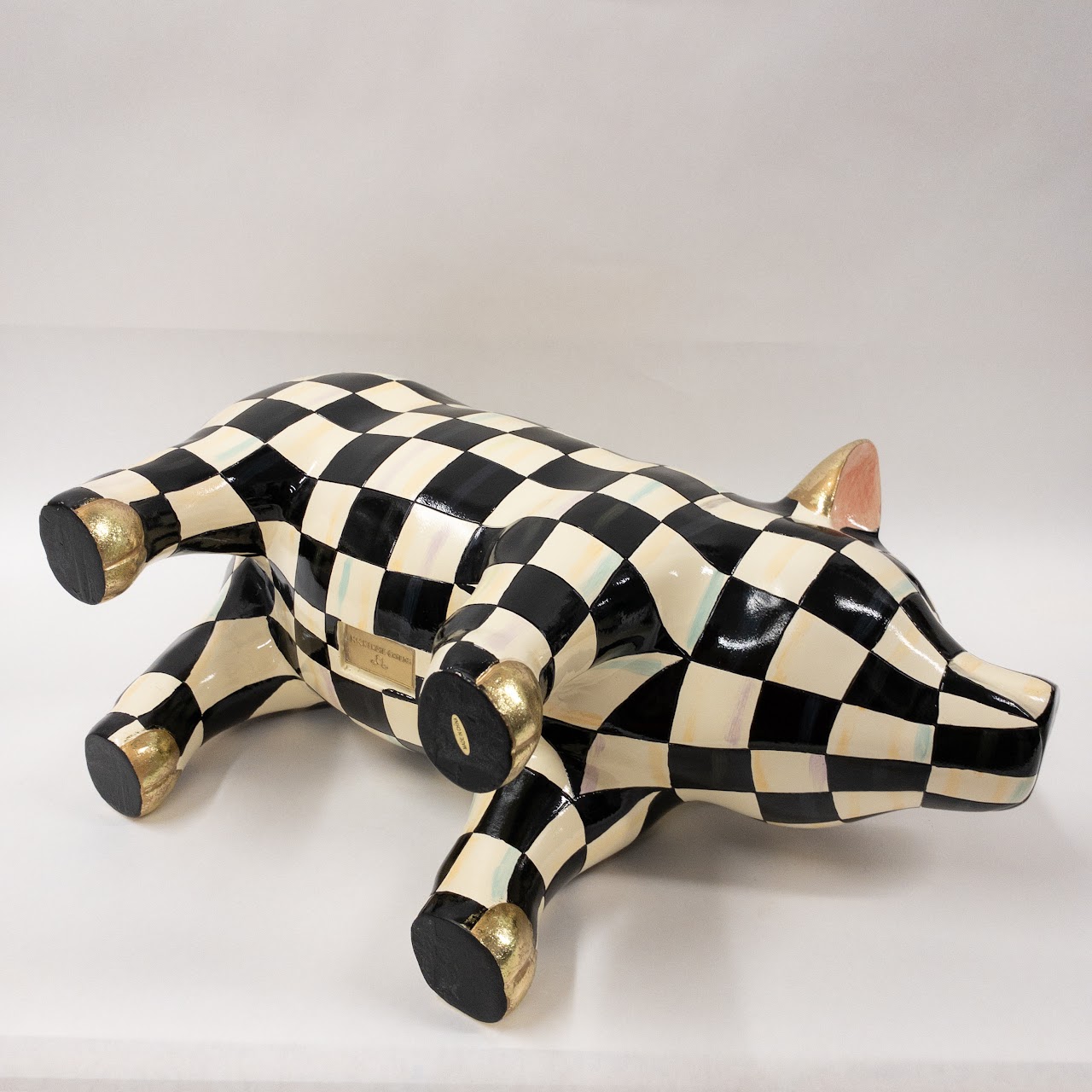 MacKenzie Childs Courtly Check Pig Figurine