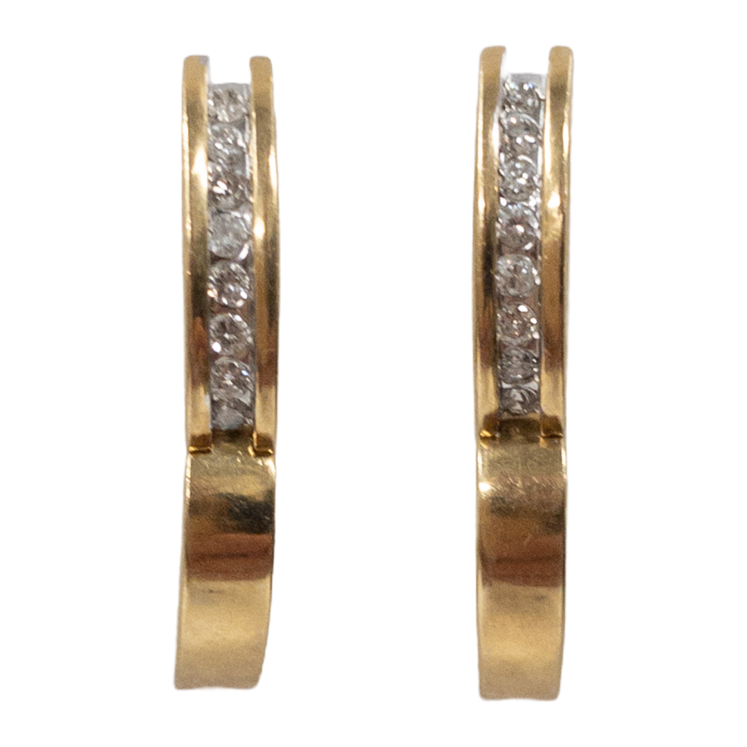 14K Gold and Diamond Horseshoe Style Earrings