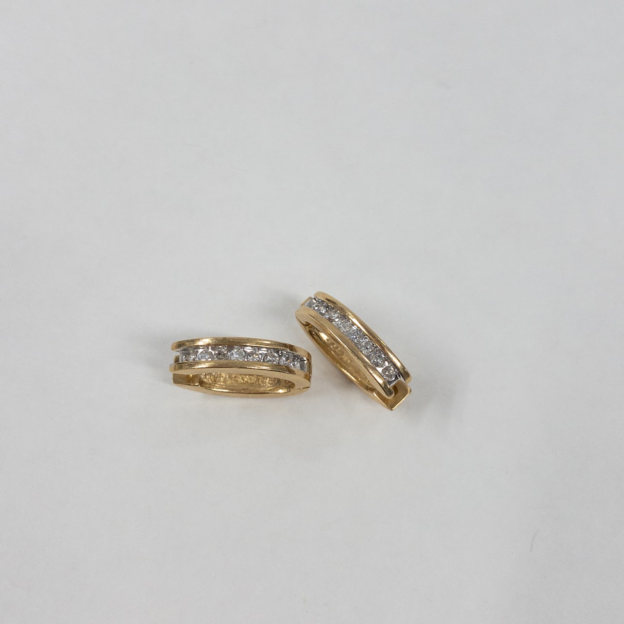 14K Gold and Diamond Horseshoe Style Earrings