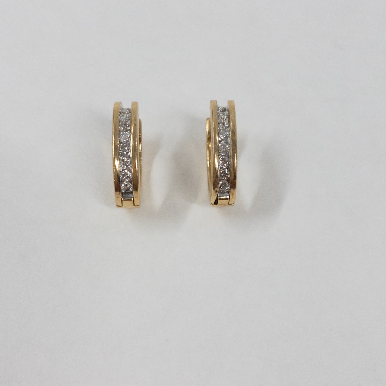 14K Gold and Diamond Horseshoe Style Earrings