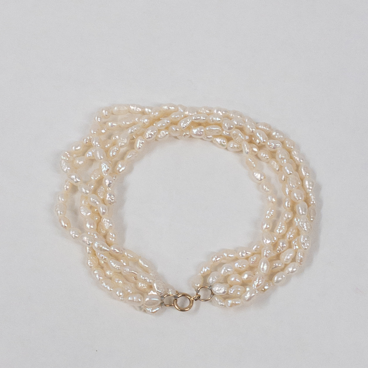 14K Gold and Seed Pearl Multi Strand Bracelet