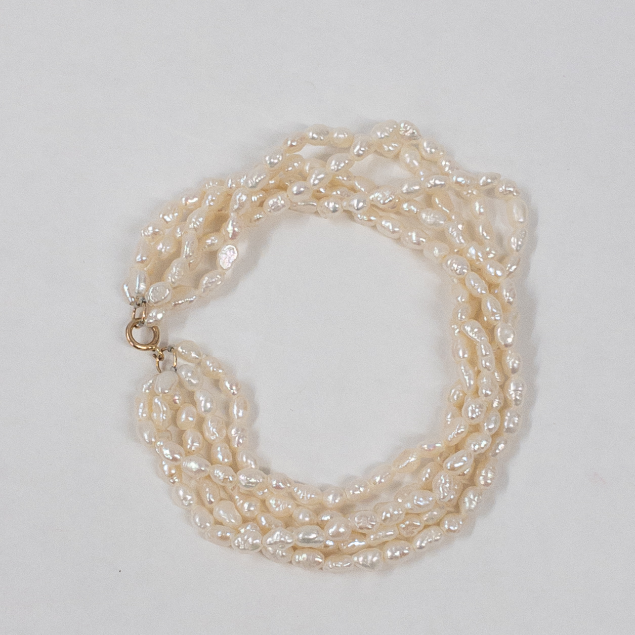 14K Gold and Seed Pearl Multi Strand Bracelet